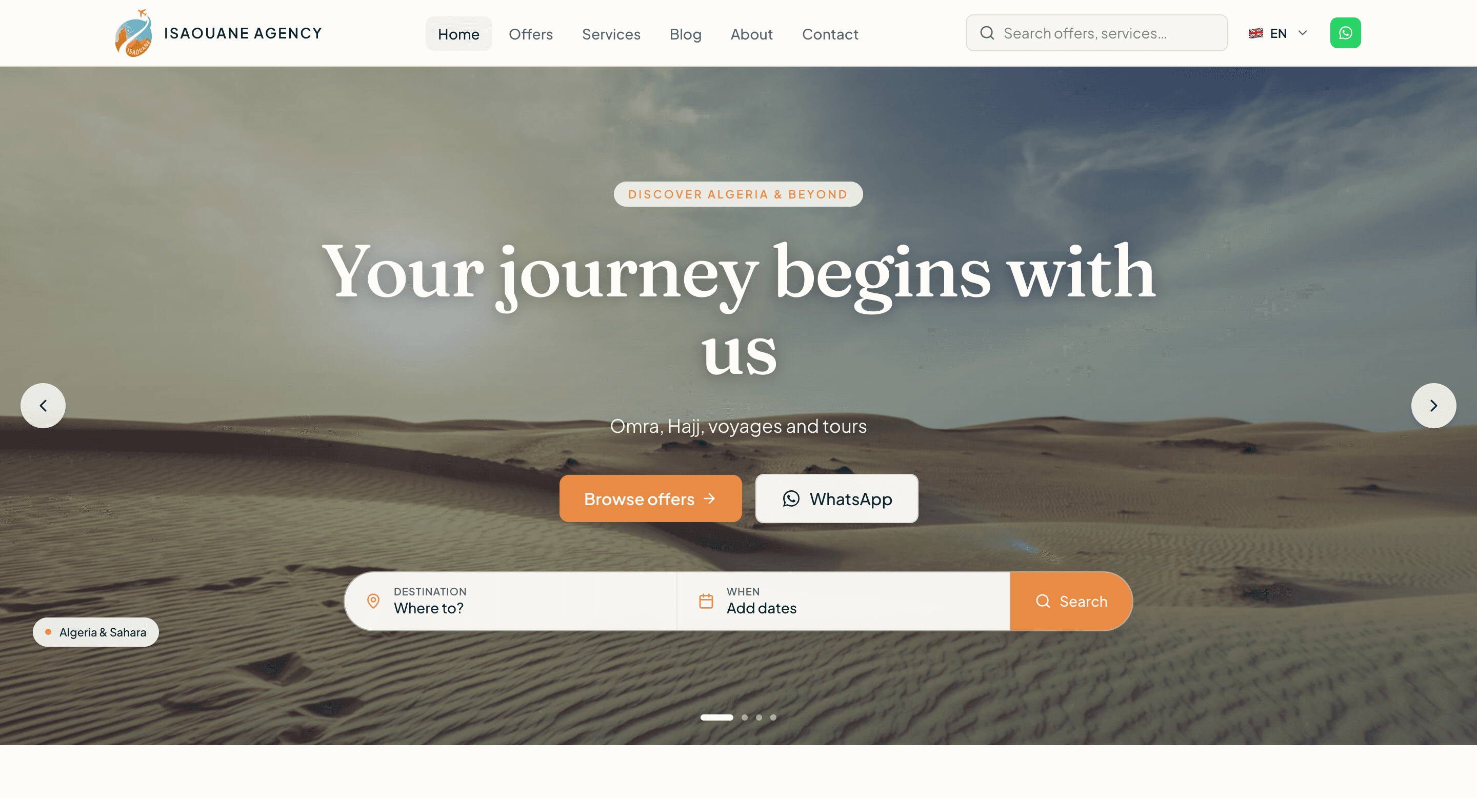Isaoune Travel homepage — Your journey begins with us